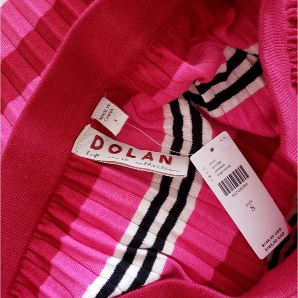 DOLAN Anthropologie Dora Cotton Blend Striped Pleated Knit Midi Skirt Pink Small - Picture 5 of 8